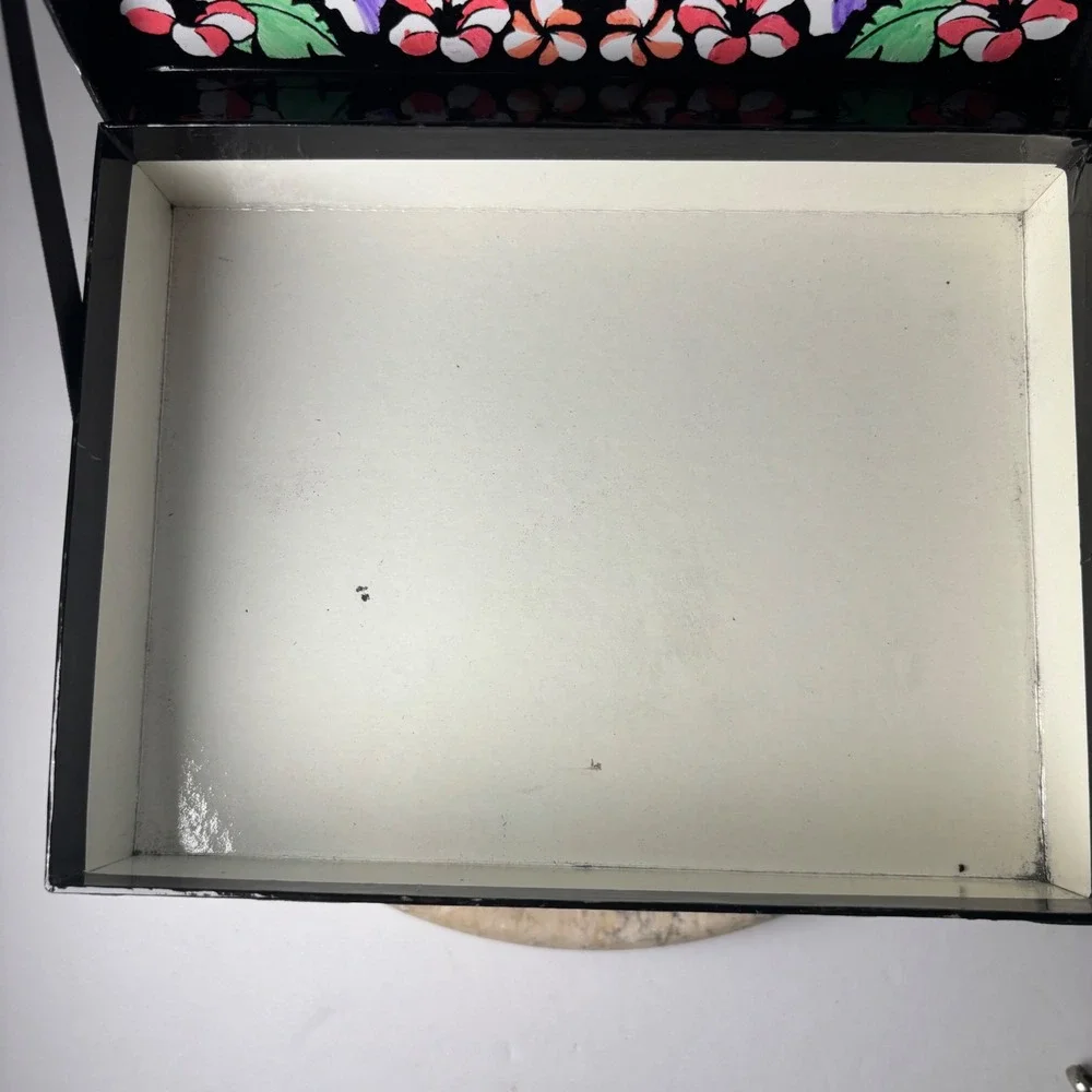 Lisa‎ Frank Hunter the Leopard Jewelry Box Small Black Tropical Floral Drawers